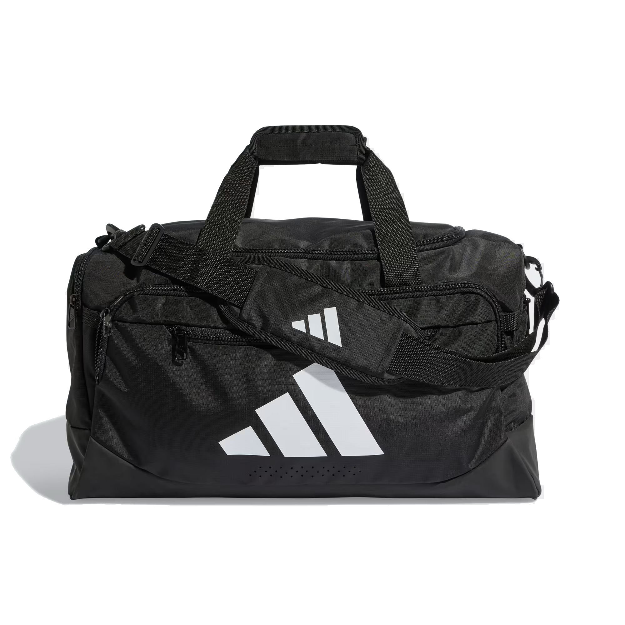 Bolsa adidas Defender Duffle pequena preta e branca
